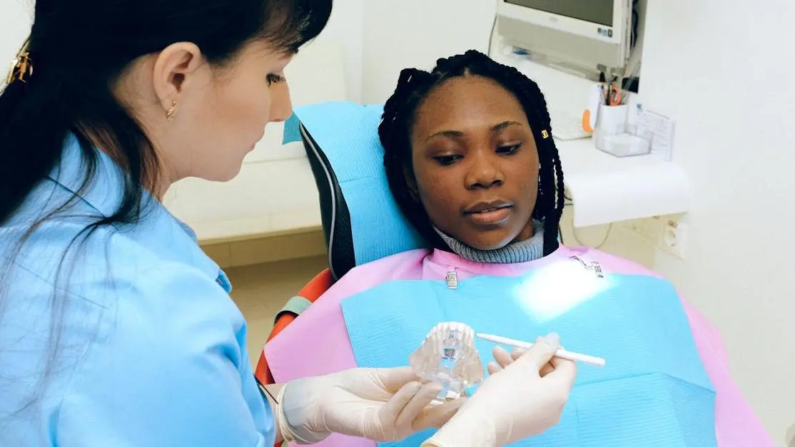 Experienced dental professionals performing a dental check-up on a patient