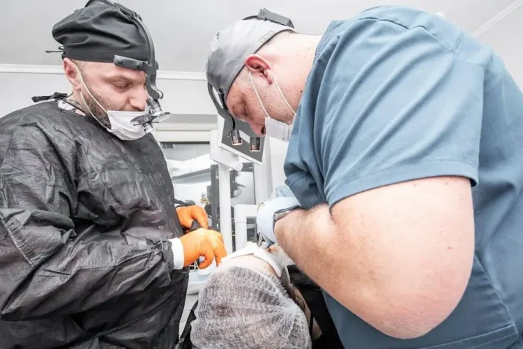 Emergency dentists in Cookstown treating a patient in a dental clinic.