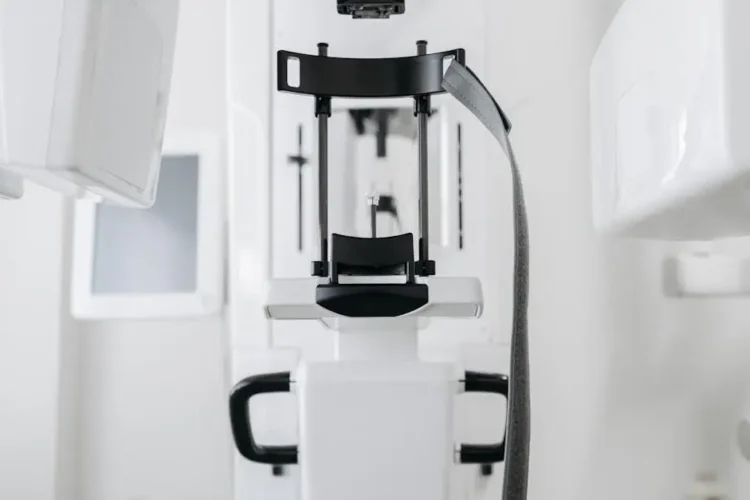 Digital panoramic X-ray machine showcasing latest advancements in dental technology.