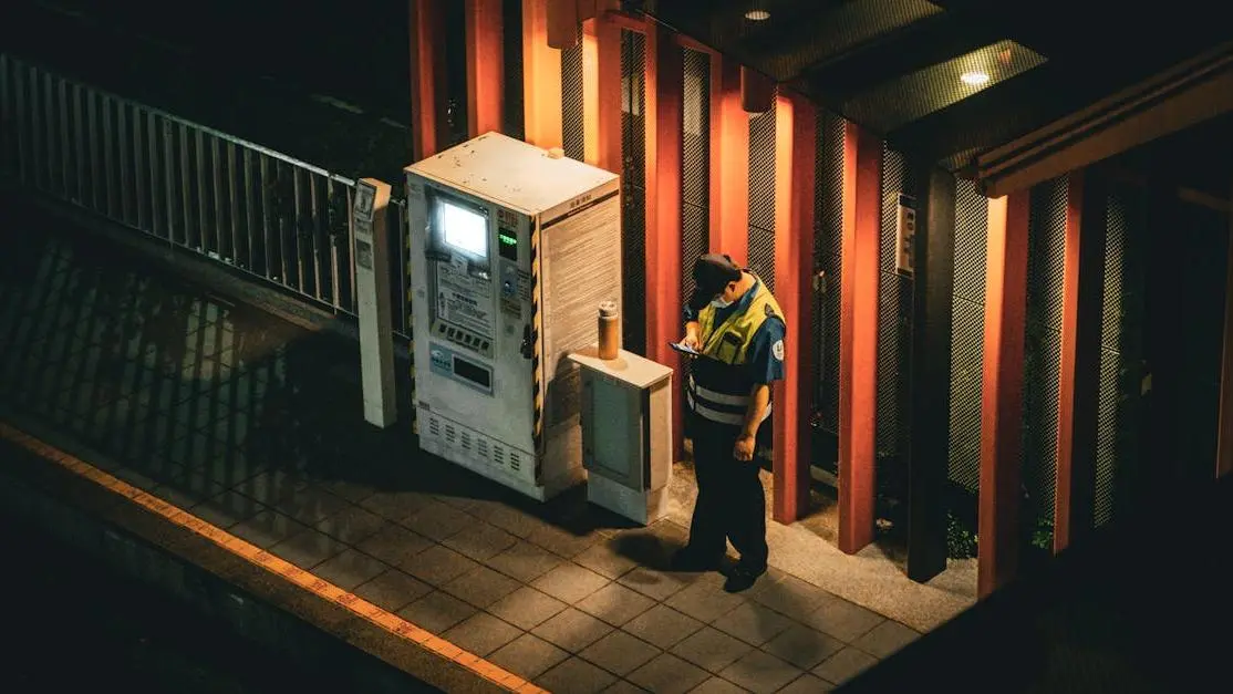 Security personnel monitoring at night, using night guards.