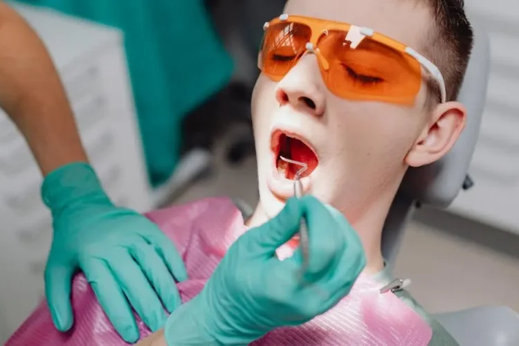 Man with open bite at dental clinic