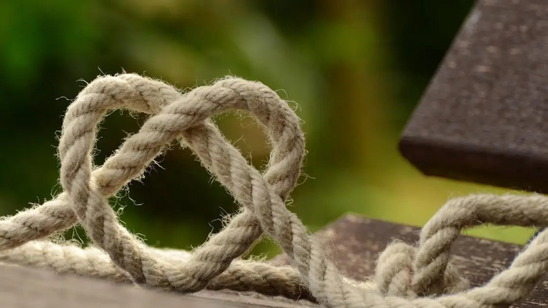 Heart-shaped twine on rustic wooden table symbolizing tongue tie.